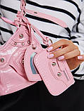 Жіноча сумка крос-боді рептилія рожева, фото 9