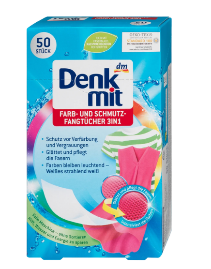 Серветки для захисту кольору Denkmit для прання кольорових тканин 50 шт. 4066447236149