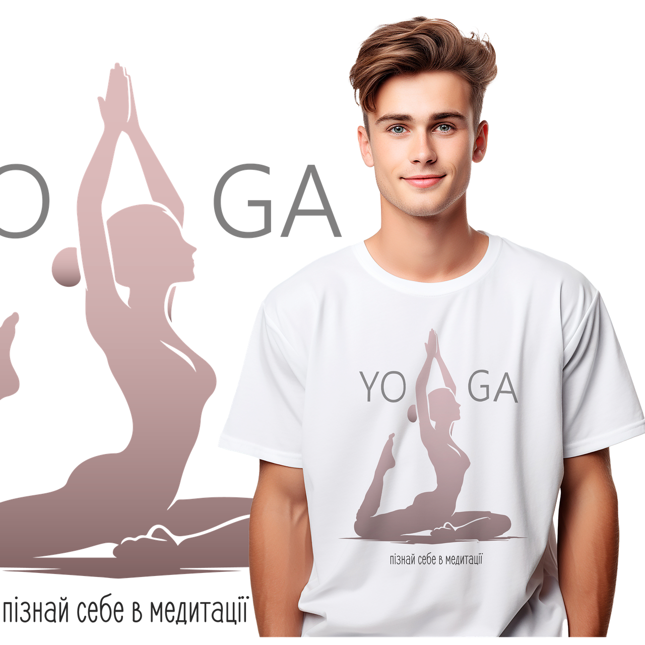 Футболка унісекс Stedman з принтом YOGA XS біла, фото 1