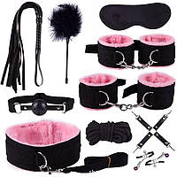 БДСМ атрибуты садо мазо игрушки набор для фиксации бдсм 10 шт розовый