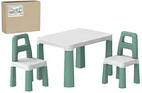 Стіл дитячий з двома стільцями м'ятний 0440 Технок