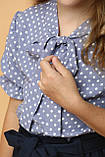 Дитяча нарядна блузка блакитна в горох для дівчинки, шкільні блузки, фото 2