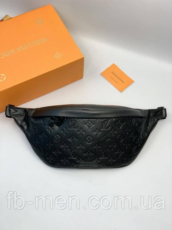 Бананка Louis Vuitton чорна шкіряна преміум'якість