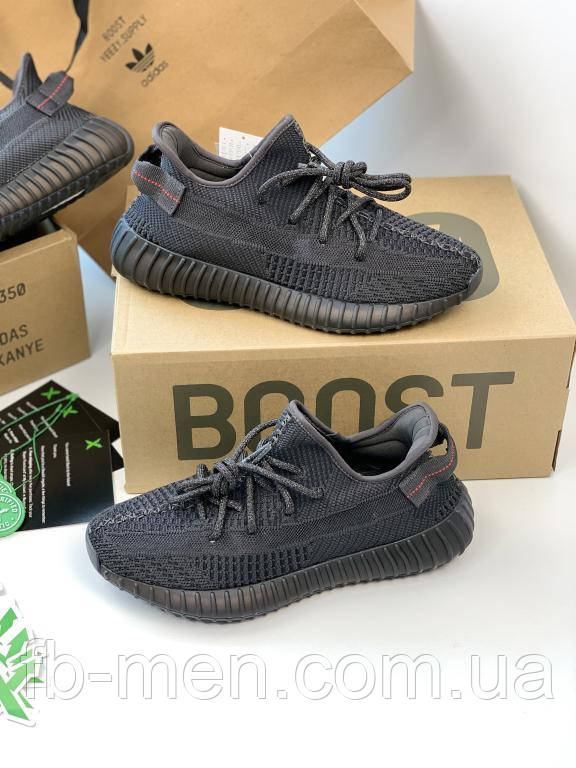 Кросівки Adidas Yeezy Boost 350 Black RF чорні рефлективні шнурки