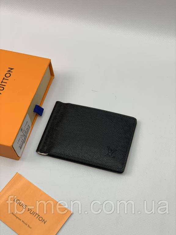 Затискач для грошей Louis Vuitton чорного кольору якість преміум