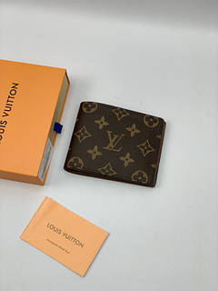 Гаманець чоловічий гаманець портмоне Louis Vuitton Monogram шкіряний коричневий якість Преміум