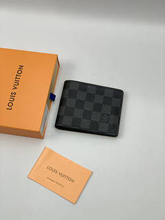 Гаманець чоловічий гаманець портмоне Louis Vuitton Monogram шкіряний сіра шашка якість Преміум