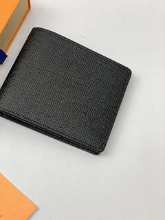 Гаманець чоловічий гаманець портмоне Louis Vuitton taiga шкіряна чорна якість Преміум