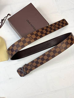 Ремінь Louis Vuitton коричнева шашка шкіряний преміум'якість