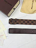 Ремінь Louis Vuitton коричнева шашка шкіряний преміум'якість, фото 3