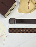 Ремінь Louis Vuitton коричнева шашка шкіряний преміум'якість, фото 4