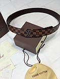 Ремінь Louis Vuitton коричнева шашка шкіряний преміум'якість, фото 5