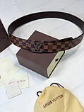 Ремінь Louis Vuitton коричнева шашка шкіряний преміум'якість, фото 6