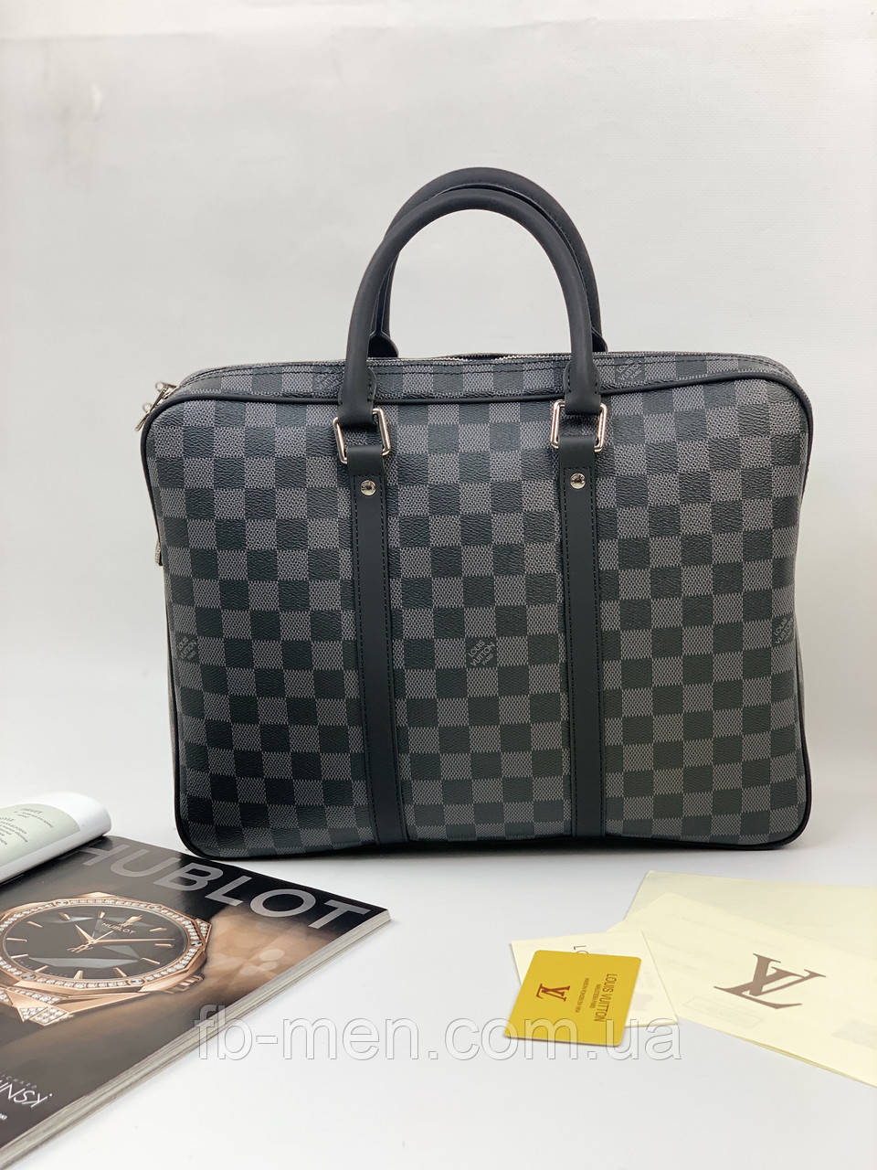 Сумка Louis Vuitton під ноутбук і документи сірого кольору