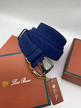 Ремінь Loro Piana синій замшевий преміум'якість, фото 2