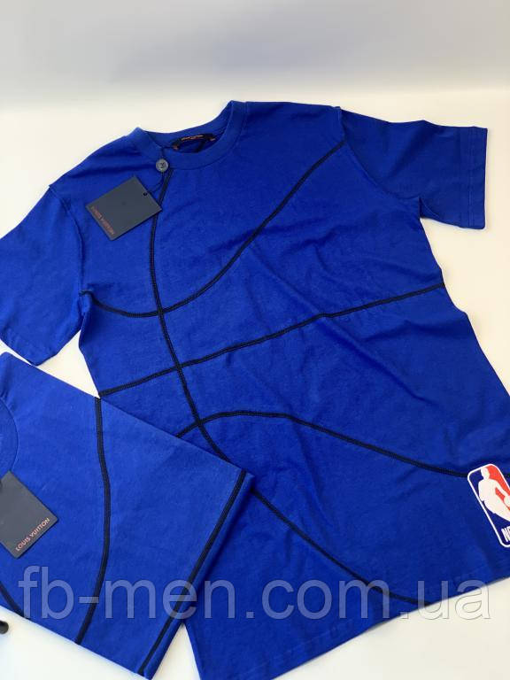 Футболка Louis Vuitton NBA синя чоловіча преміум'якість