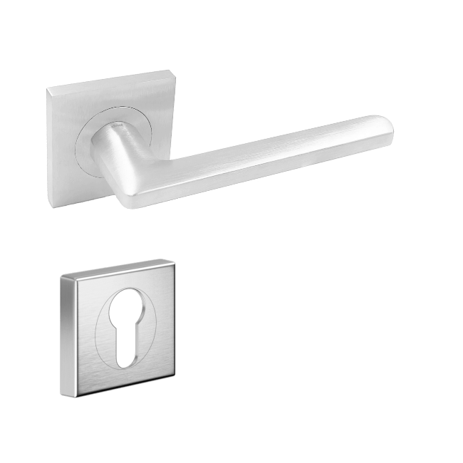 Ручка DND LUCE P 02, 55 мм - квадрат, з накладкою під циліндр, матовий хром (к-т)