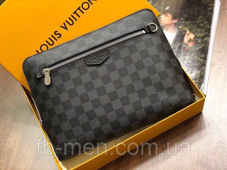 Клатч барсетка Louis Vuitton Damier Graphite сірий преміум'якість