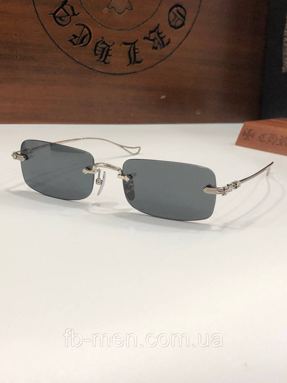 Сонцезахисні окуляри Chrome Hearts Sinnergasm у сталевій оправі якість преміум