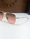 Окуляри сонцезахисні Chrome Hearts Titanium у золотій оправі якість преміум, фото 3
