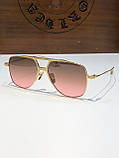 Окуляри сонцезахисні Chrome Hearts Titanium у золотій оправі якість преміум, фото 5
