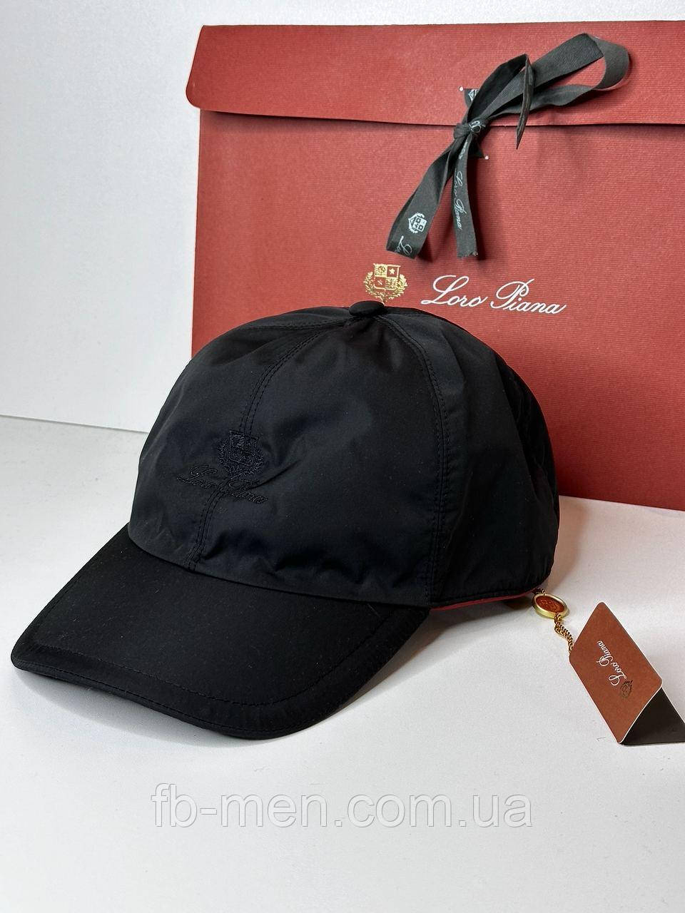Кепка Loro Piana чорного кольору чоловіча бейсболка якість преміум нейлон