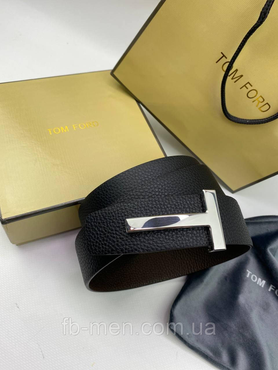 Ремінь шкіряний Tom Ford Reversible classic чорний преміум'якість