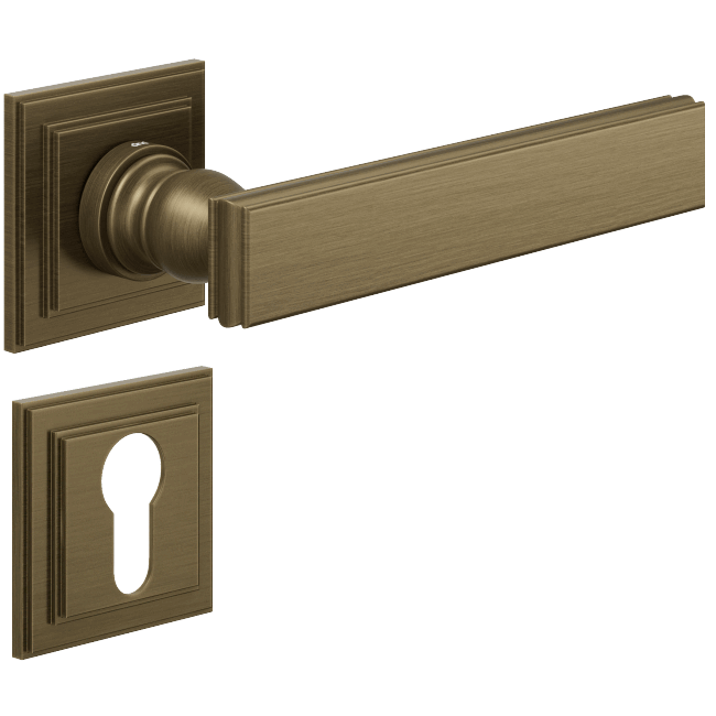 Ручка DND LUCREZIA 02, R-квадрат з накладкою під циліндр, матова бронза (к-т)