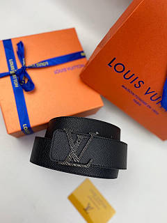 Ремінь Louis Vuitton Taiga classic чорний із чорною пряжкою преміум'якість