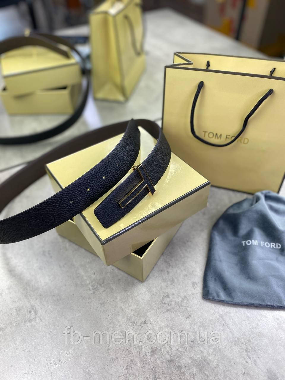 Ремінь Tom Ford Reversible чорного кольору із золотою пряжкою