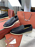 Лофери Loro Piana Summer Walk Black Leather шкіряні чоловічі мокасини, фото 2