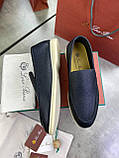 Лофери Loro Piana Summer Walk Black Leather шкіряні чоловічі мокасини, фото 7