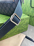 Сумка поясна Gucci Ophidia GG сіро-чорна преміум'якість, фото 6