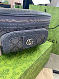 Сумка поясна Gucci Ophidia GG сіро-чорна преміум'якість, фото 11