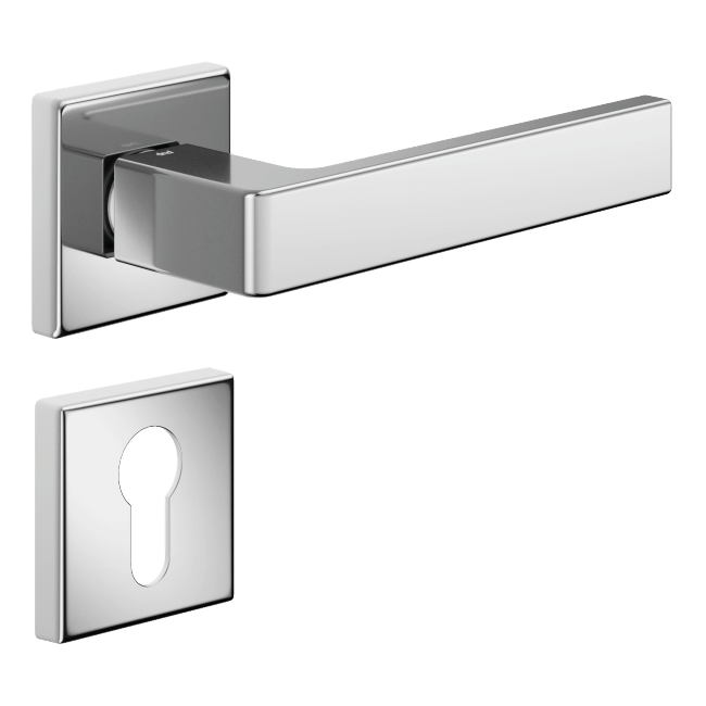 Ручка DND QUATTRO 02, VIS-квадрат з накладкою під циліндр, хром (к-т)