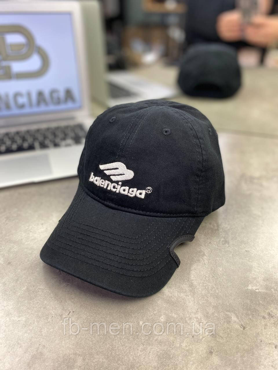 Кепка Balenciaga Logo "B" чоловіча чорна бейсболка якість преміум
