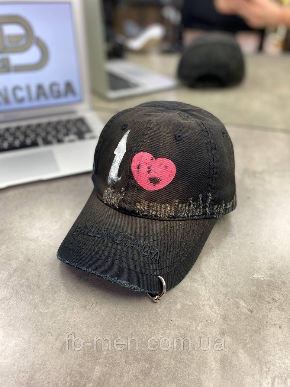 Кепка Balenciaga Piercing чорна бейсболка якість преміум