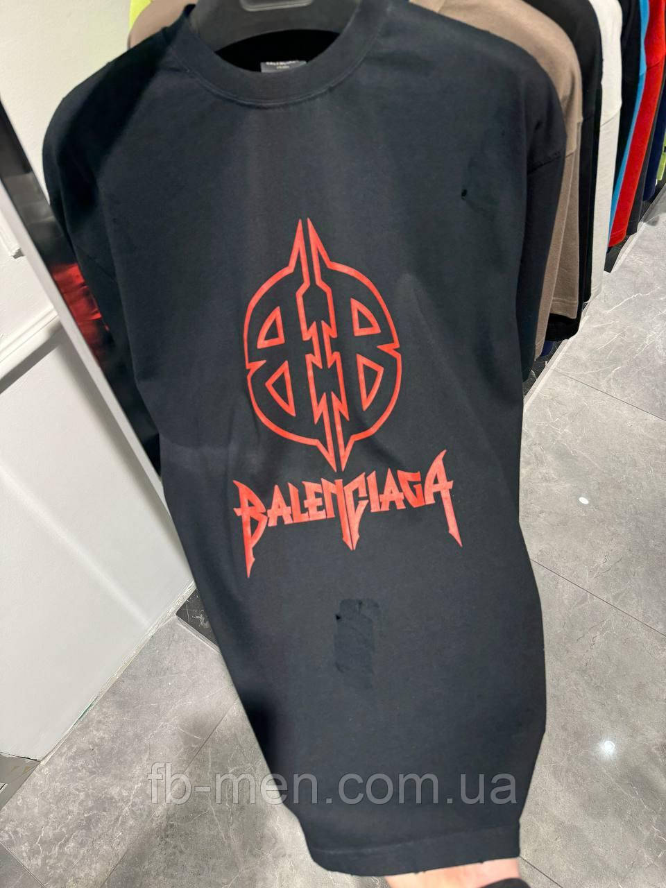 Футболка Balenciaga metal bb чоловіча чорна преміум'якість