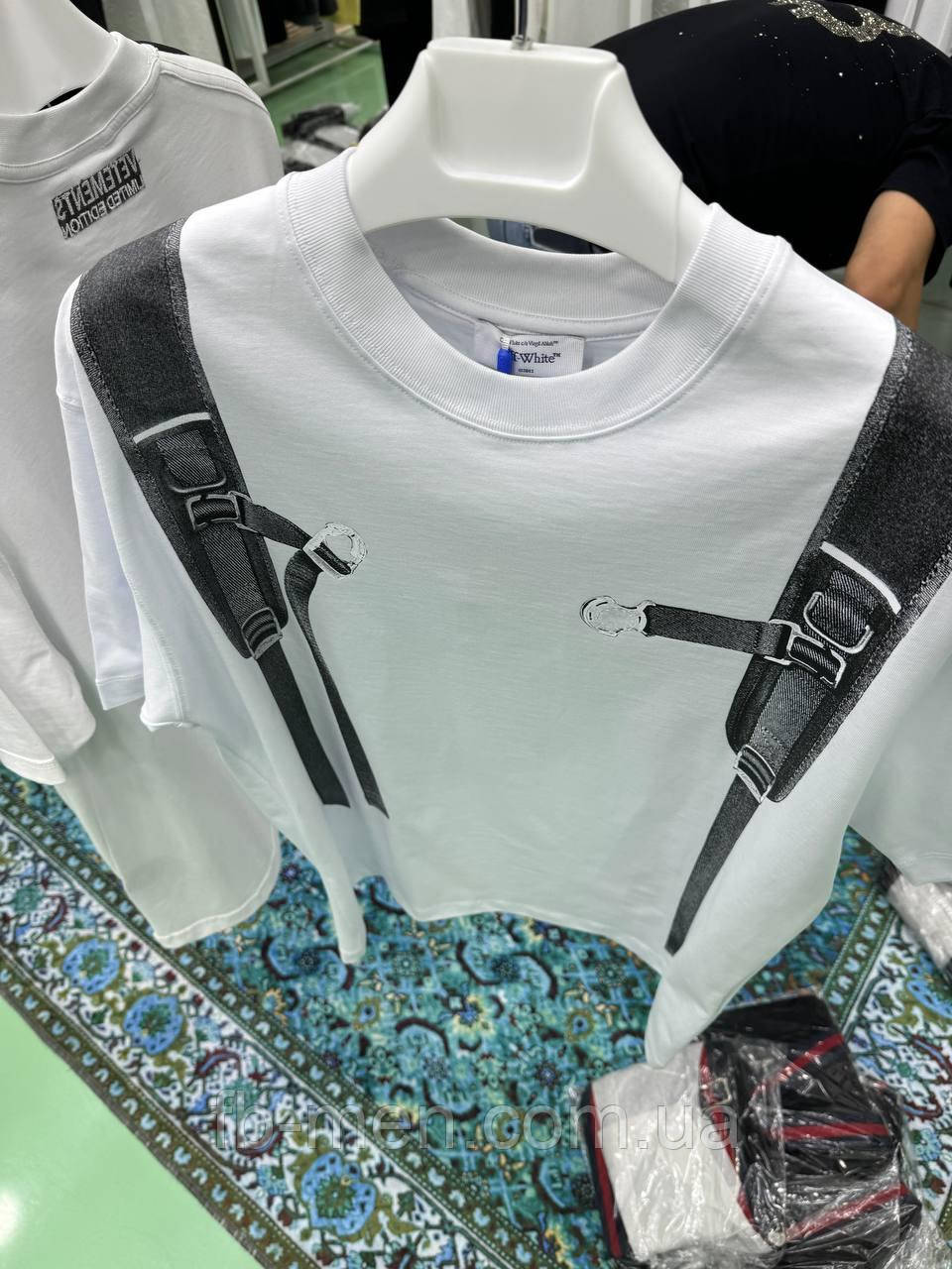 Футболка Off White Backpack White біла бавовна преміум'якість