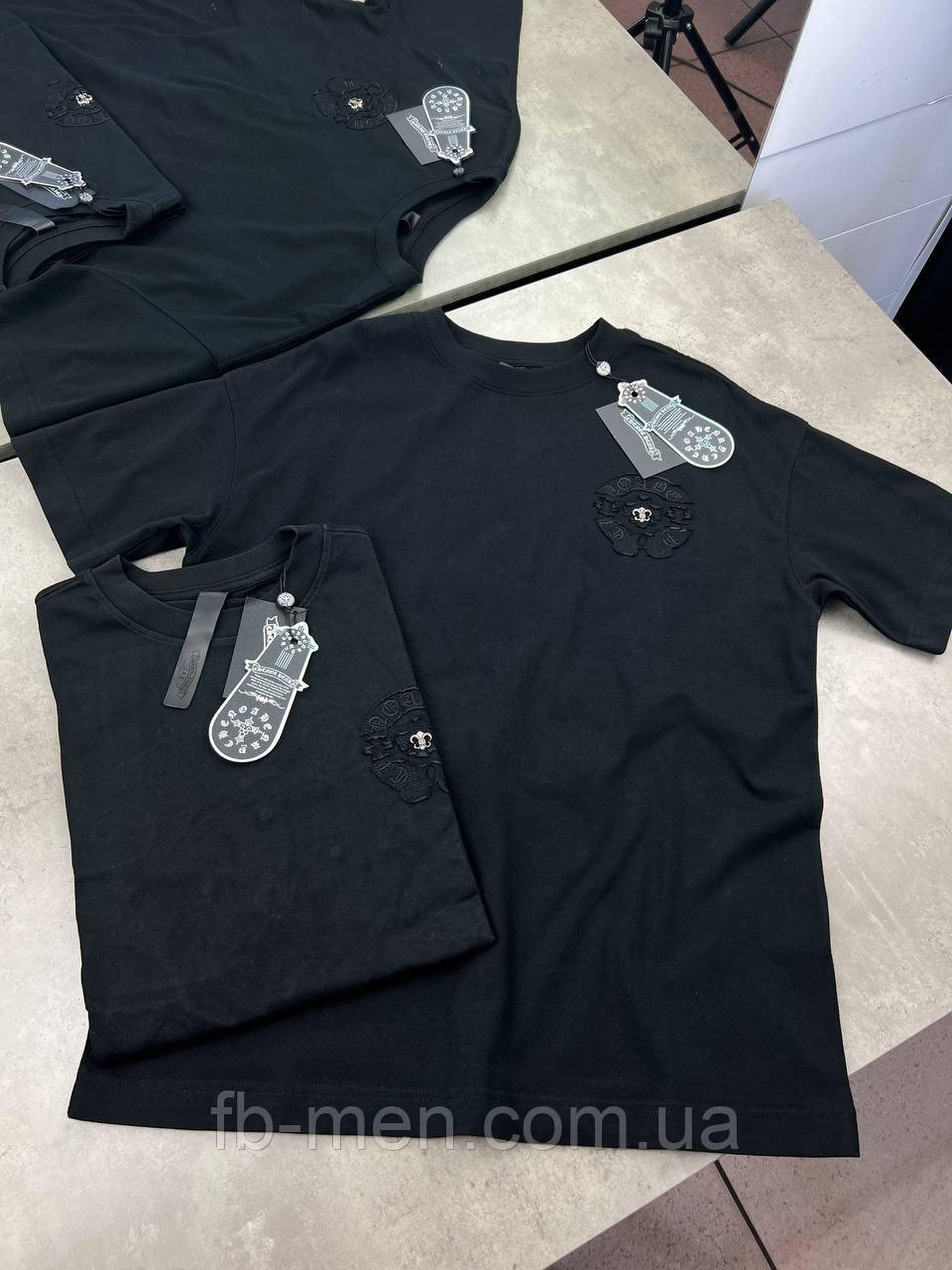 Футболка Chrome Hearts Logo Black чорна чоловіча преміум'якість