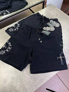 Шорти чоловічі Chrome Hearts чорного кольору біле лого у формі підкови