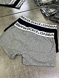 Труси чоловічі Dolce Gabbana боксери набір 2 шт. чорного та сірого кольору широка гумка якість преміум, фото 2
