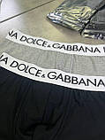 Труси чоловічі Dolce Gabbana боксери набір 2 шт. чорного та сірого кольору широка гумка якість преміум, фото 5
