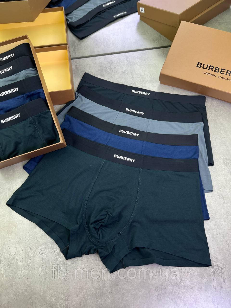 Труси чоловічі Burberry black rubber боксери набір 3 шт. бавовна якість преміум