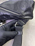 Сумка-слінг Armani чорна натуральна шкіра на блискавці преміум'якість, фото 2