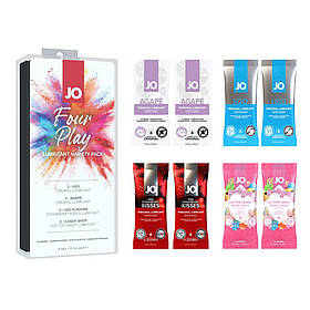 Набір мастил на водній основі JO Four Play (8×10 мл): H2O Original, Agapé Original, H2O Strawberry K