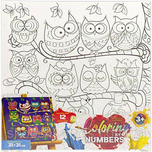 Картина за номерами дитяча "Совоньки" 31х31 см