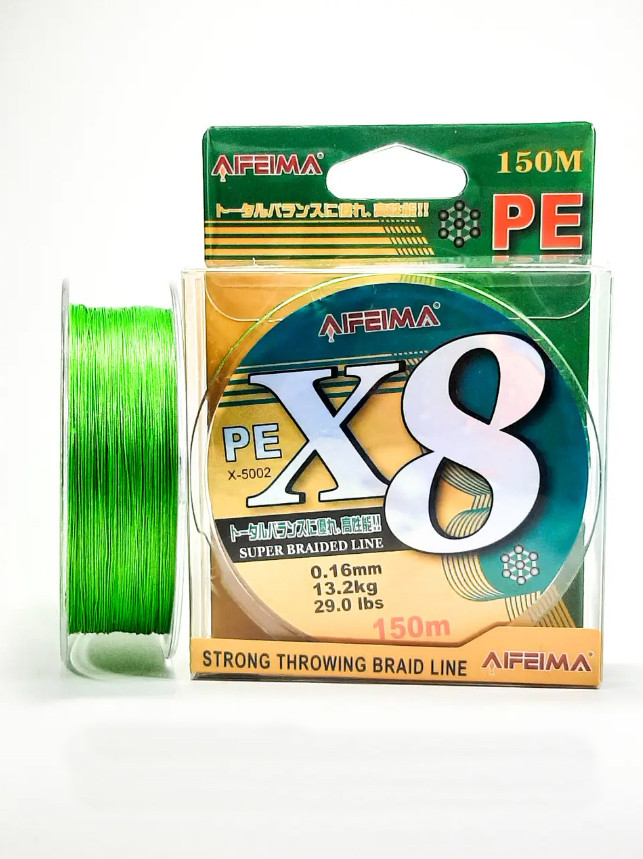 Шнур Feima Super Braided Line PE 8X 0.10мм/10.0кг 150м (світло-зелений)