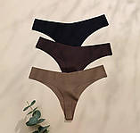 Комплект нижньої білизни топ та стрінги, Безшовний комплект білизни трусики та топ S, фото 2