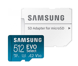 Карта пам'яті Samsung 512 GB microSDXC UHS-I U3 V30 A2 EVO Select + SD Adapter MB-ME512KA, фото 4